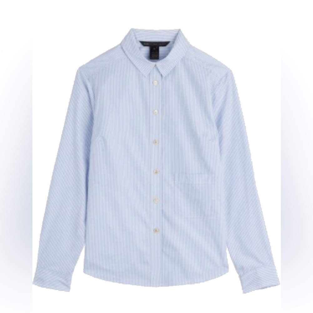Marc by Marc Jacobs cotton button stripped shirt w/ pocket, blue / white, size S
